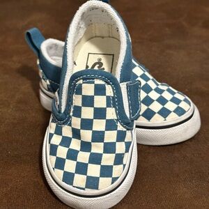Pre-loved | Teal Checkered Toddler Slip-On | Toddler 5.0